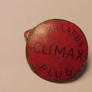 c1900-20s Lorillard&#39;s Climax Plug Lorillard Co. Jersey City, N.J. Figural Tin Litho Tobacco Tag, Antique Tobacco Tin, Smoke Shop Decor #2