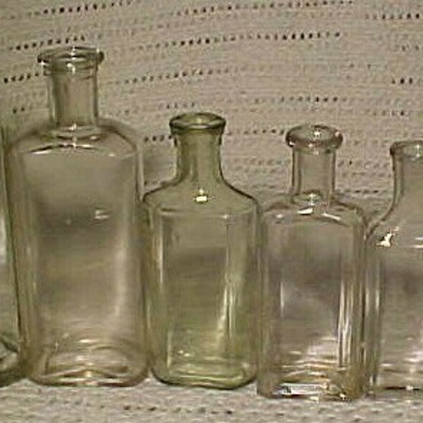 c1890-1920 Group of Six Cork Top Medicine Bottles