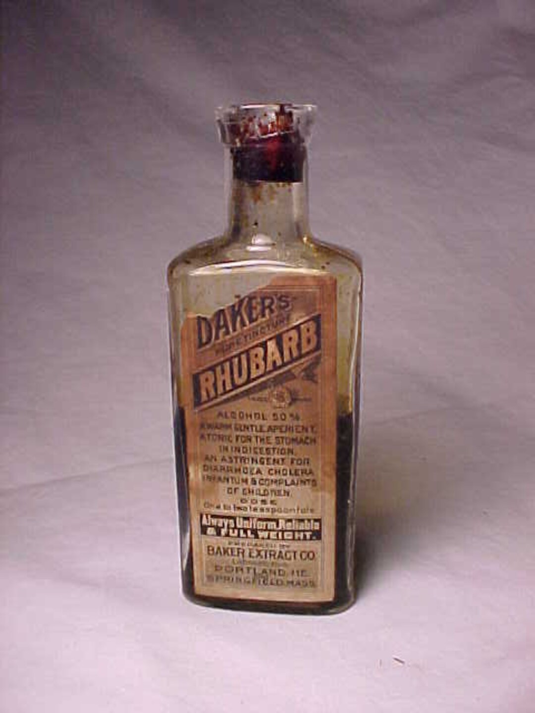 C1890s Baker's Pure Tincture Rhubarb Prepared by Baker Extract Co