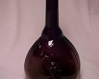 c1930s Open Pontil Jenny Lind & Homestead House Fislerville Glass Works Calabash Purple Historical Flask Bottle made by Clevenger Brothers