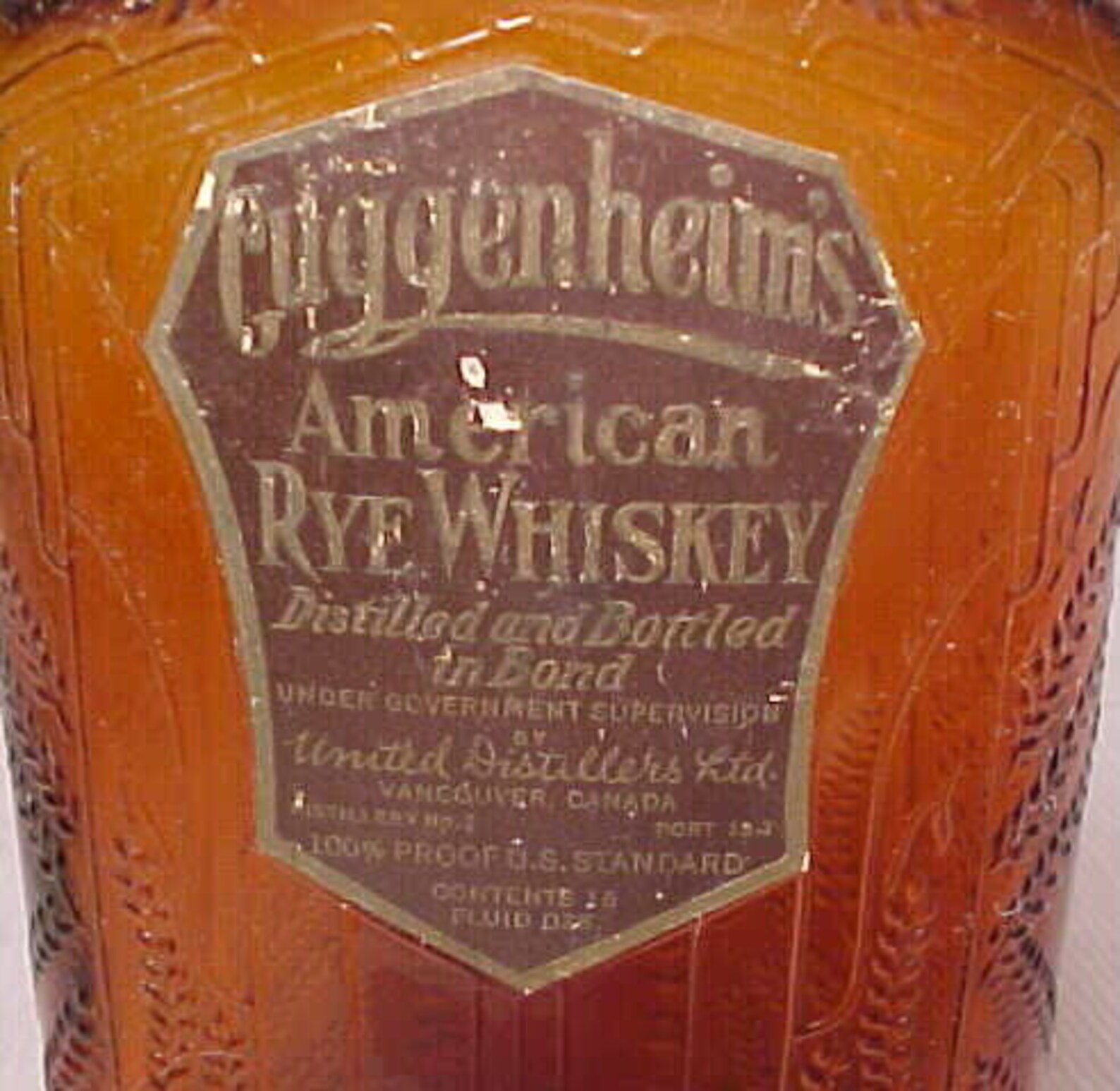C1930 Guggenheim's American Rye Whiskey United Distillers Etsy