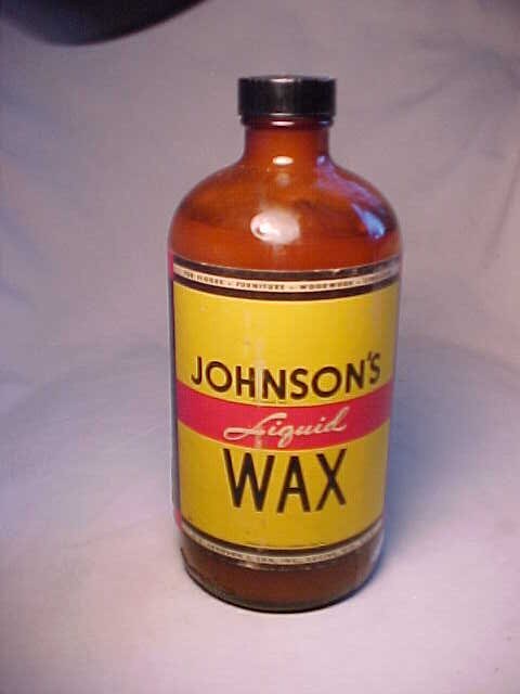 Vintage Johnson's Jubilee Kitchen Wax Glass Bottle With Metal Top