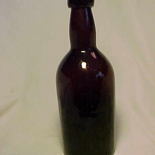 c1860s Westford Glass Works Westford, Conn., Red Amber Utility Hoxie Beer Bottle, Country Primitive Decor, Civil War Prop Decor No.4