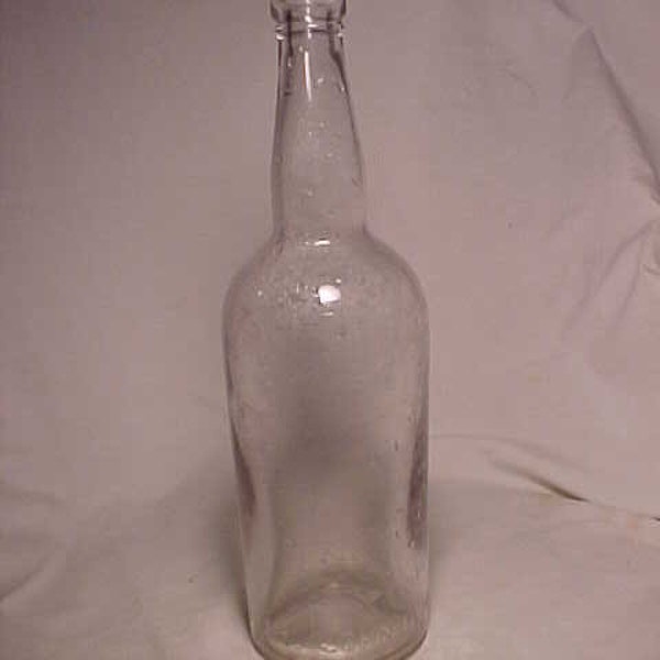 c1890s John Burke & Co. New York City, cork top clear Blown Glass quart one fifth Whiskey Back Bar Bottle, Back Bar Decor