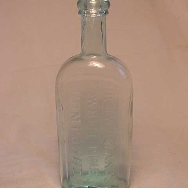 c1860s Dr. Poland's White Pine Compound by Dr. J. W. Poland Melrose, Mass., Cork Top Aqua Glass Patent Medicine Apothecary bottle No.2