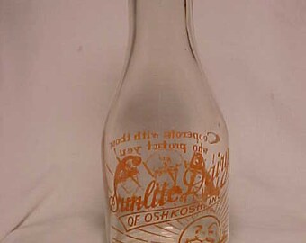 Vintage Round  Quart Milk Bottle Mattoon Illinois O'Donnell's Dairy 