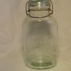 c1915 The WEARS Jar Half Gallon Pale Aqua color Glass Oval Fruit Jar Canning Jar, Great Wedding Decor, Country Primitive Decor