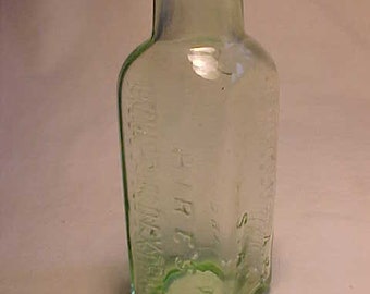 c1920s Hires Household Extract for making Root Beer at Home Philadelphia, PA. , Light Depression Green Cork Top Extract Bottle
