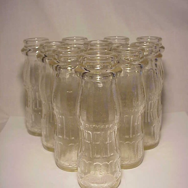 Group of Ten c1940 Bireleys Hollywood, California, Boston, Mass. , Embossed 6 3/4 Ounce Milk Bottles , Great Wedding Decor