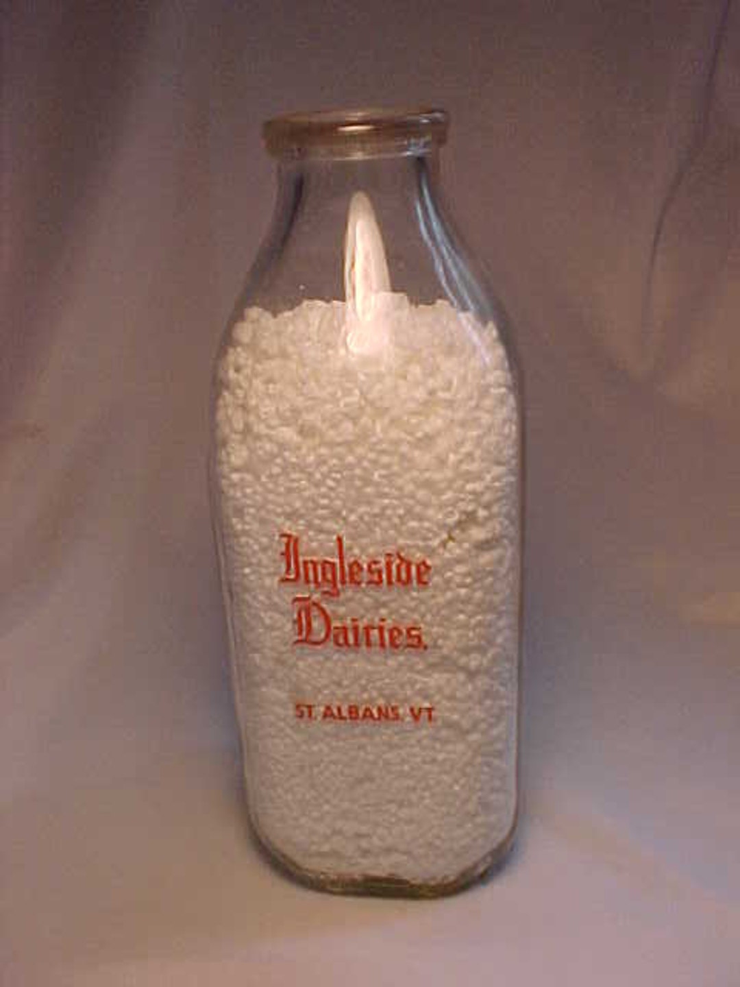 1946 Ingleside Dairies St. Albans, Vt. , Clear Glass Quart Size Orange