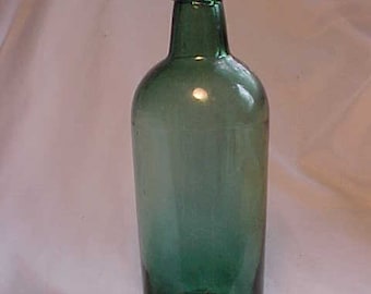 c1880s Teal Green Cork Top 3 piece mold blown glass Master Ink Utility Bottle with an applied lip School House Decor #4
