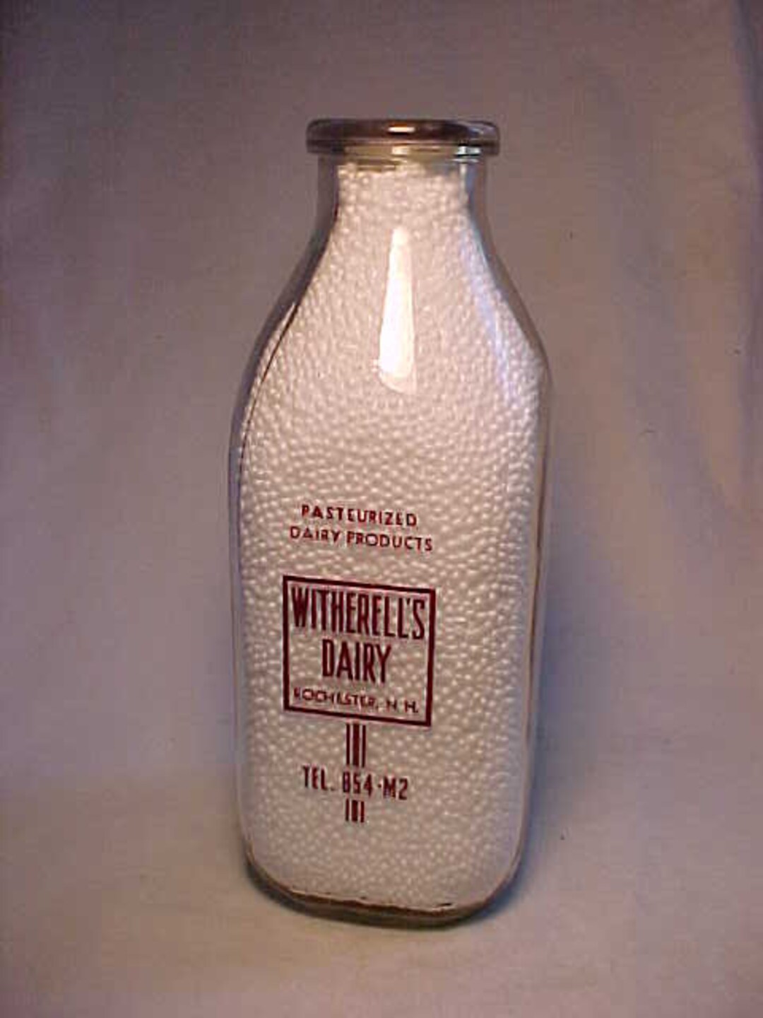 1955 Witherell's Dairy Rochester, N.H., One Quart Size Maroon Pyro ...