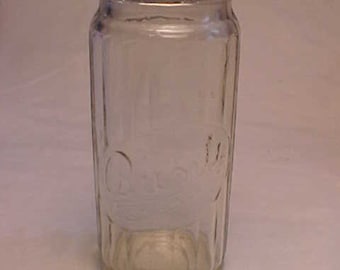 c1920s Bunte Worlds Famous Candies Chicago, Illinois, 1/4 pint 18 panel Candy Jar Canning Fruit Jar, Country Primitive Decor