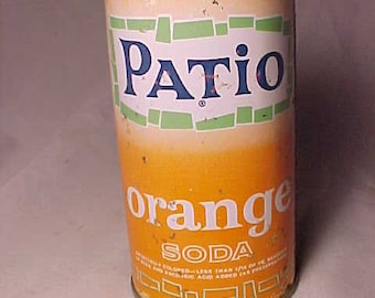 c1960s Patio Orange Soda Pepsi Cola Bottling Co. Ayer, Mass. Pull Tab Top Advertising Tin Soda Can, Soda Fountain Decor #2