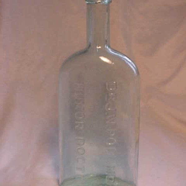 c1860s Dr. J. W. Poland's Humor Doctor by Dr. J. W. Poland Melrose, Mass., Cork Top Aqua Blown Glass Patent Medicine Apothecary bottle