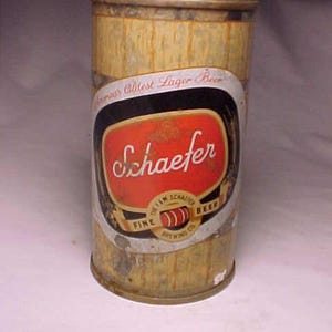 c1940s Schaefer Fine Beer The F. & M. Schaefer Brewing Co. Brooklyn, N.Y. , Vintage EMPTY Flat Top Beer Can, Back Bar Decor, Man Cave Decor