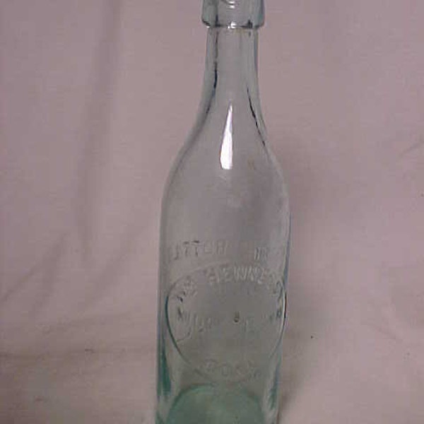 c1890s Wm. Hennessy Middletown, Conn., Aqua Blob Top Beer Bottle, Pre Prohibition Beer or Soda Bottle, Back Bar Decor, Man Cave Decor