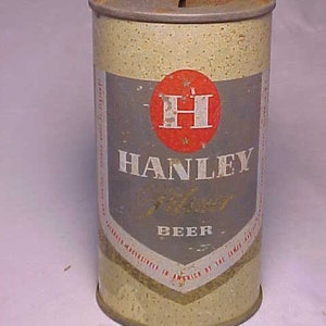 c1950s Hanley Pilsner Beer The James Hanley Company Cranston, Rhode Island, Vintage Flat Top Beer Can, Back Bar Decor, Man Cave Decor EMPTY
