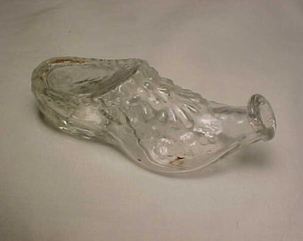 c1870s L. M. Victorian Perfume Cologne Shoe Figural bottle, Hair Salon Decor, Vanity Decor