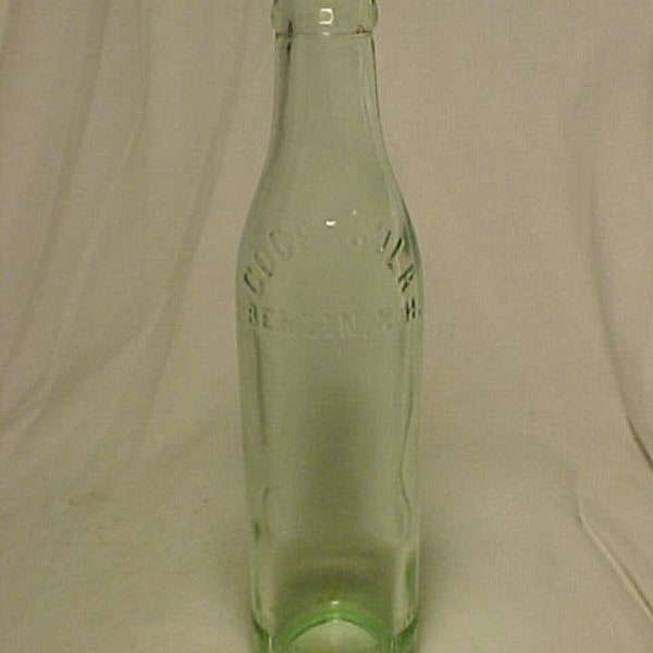 1925 Coca Cola Berlin, N.H. Straight Side Aqua Coke Coca Cola Soda Bottle ,  Embossed Crown Top Coke Coca Cola Soda Bottle