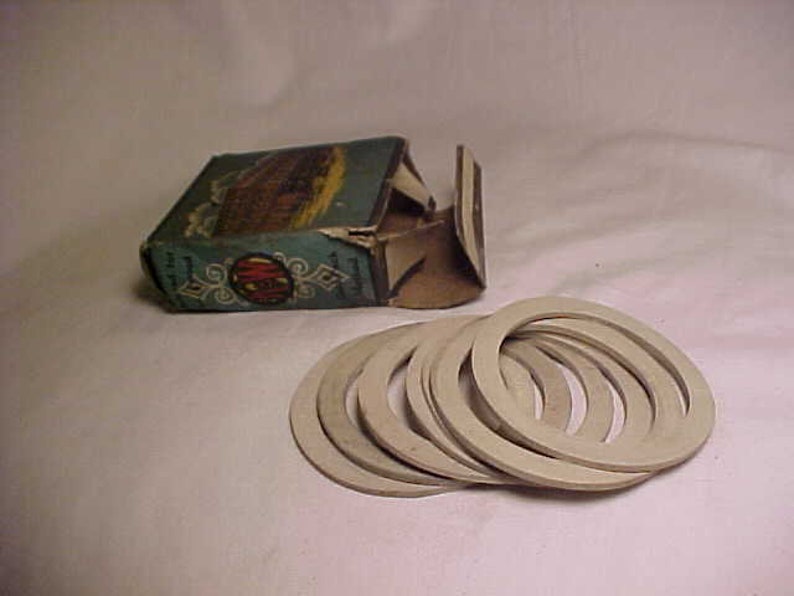 c1910-20s Lightning Fruit Jar Rings sold only By Kendall & Whitney Portland, Maine , Fruit Jar Ring Box, Country Primitive Decor No.2 image 3