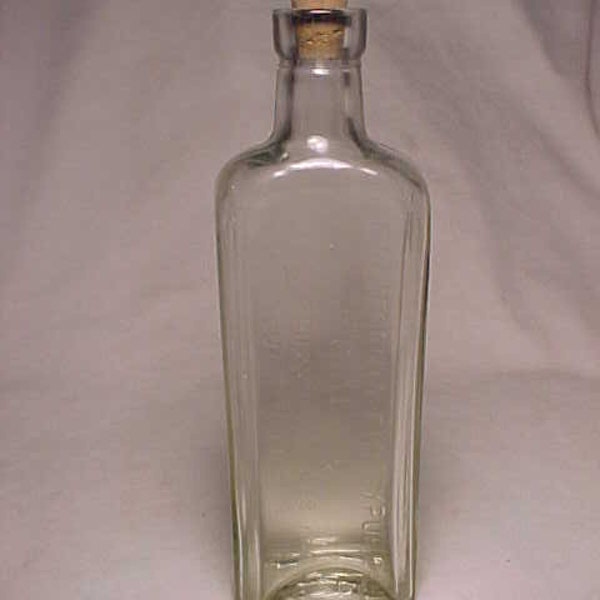 c1920 California Fig Syrup Co. Sterling Products Inc. Successor Califig, Clear Glass Cork Top Extract Bottle, Country Primitive Decor No.5