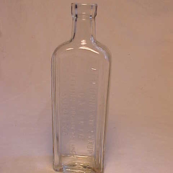 c1920 California Fig Syrup Co. Sterling Products Inc. Successor Califig, Clear Glass Cork Top Extract Bottle, Country Primitive Decor No.2