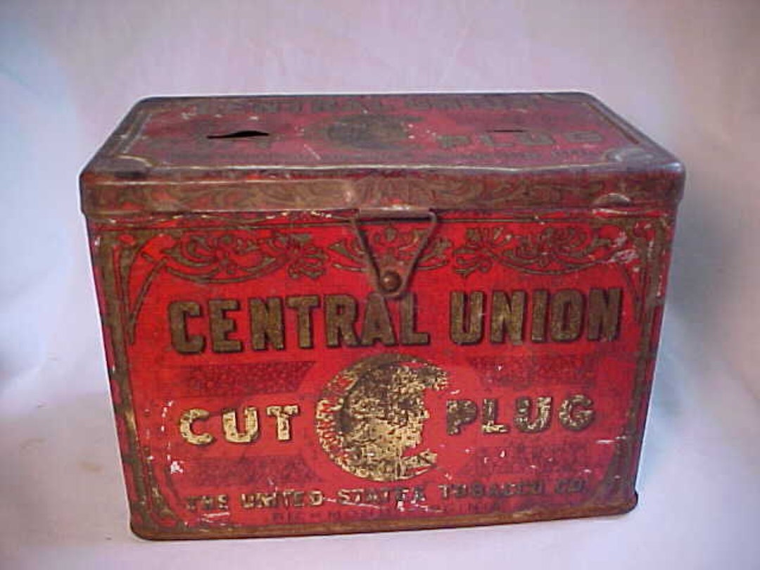 1890～1910 vintage central union タバコ缶 ティン C1910-20 Central Union Cut Plug the United States Tobacco Co
