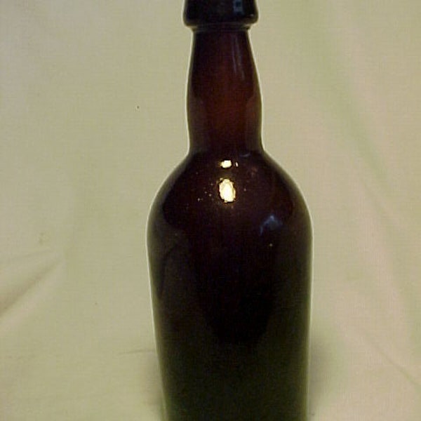 c1860s Westford Glass Works Westford, Conn., Red Amber Utility Hoxie Beer Bottle, Country Primitive Decor, Civil War Prop Decor No.3