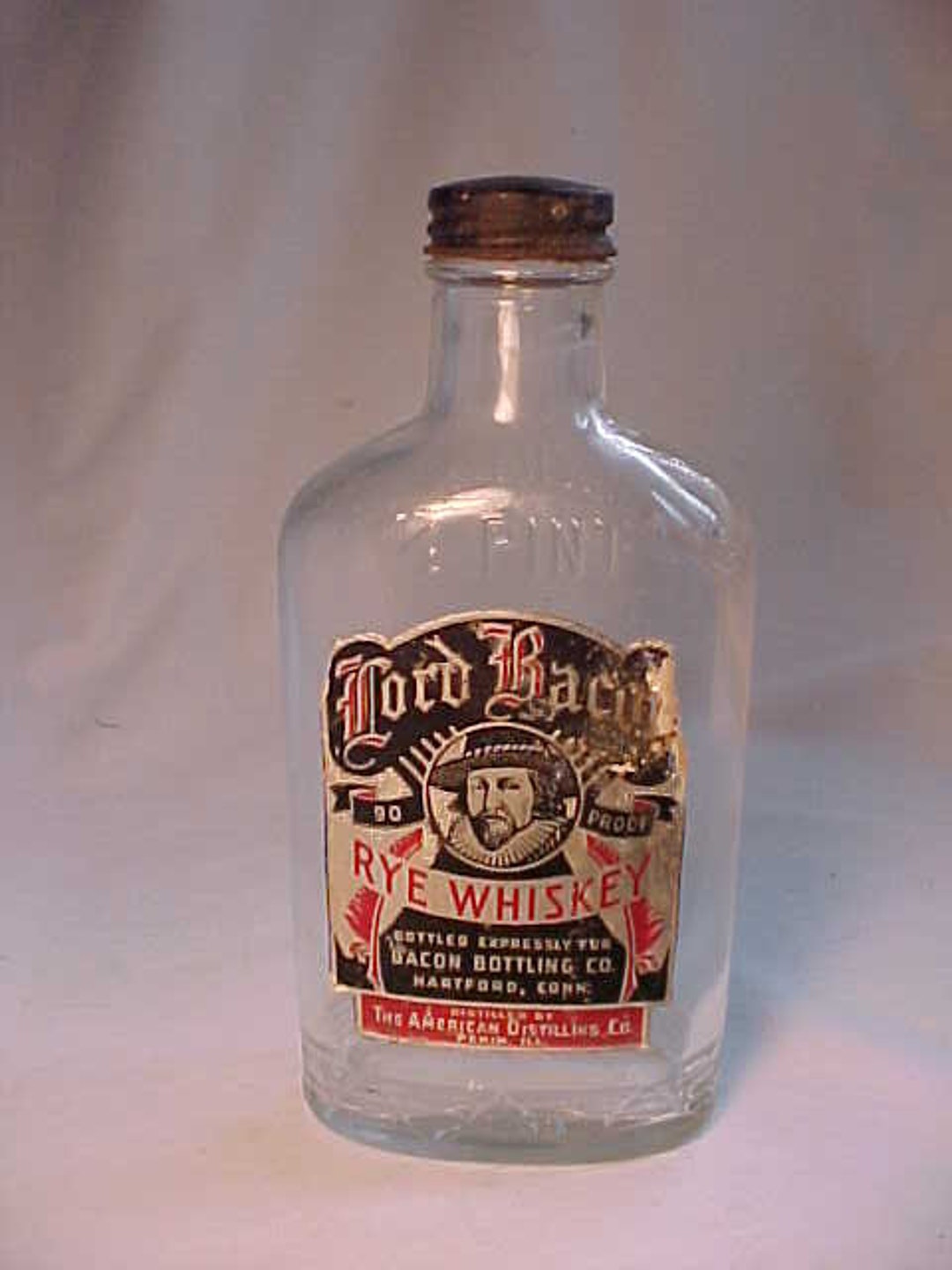 Lord Rye 1937 Lord Bacon Rye Whiskey Distilled by the American Distilling Co ...