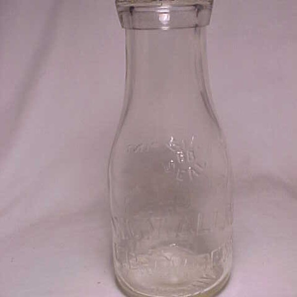 1937 W. C. Viall East Providence, R.I. , One Pint Size Round Embossed glass Milk Bottle, Country Kitchen Decor, Rhode Island History