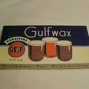 Vintage Gulf Gas & Oil Gulfwax Household Paraffin Wax IN ORIGINAL BOX Gulf  Wax