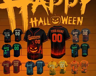 Honkbaltrui op maat, gepersonaliseerd bedrukt honkbaltrui, teamnaam, nummer, Halloween-jersey Verjaardagscadeau voor volwassen kinderen peuters.