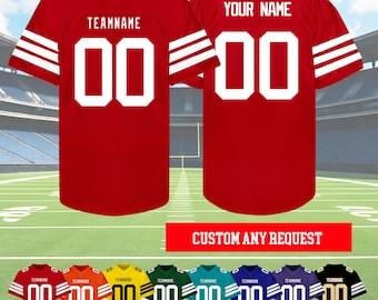 Custom Embroidered Football Jersey: Custom Name Number logo football Shirts Sports Uniform Holiday Gifts for Men Women Kids Toddler Fan.