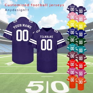 Custom Football Jersey, Personalized Embroidered print Name Number Team Logo, kids Birthday Party, Game Day Outfit For American Football Fan