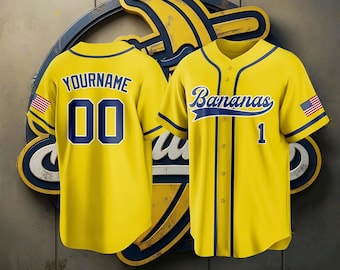 Custom Yellow Jersey, Personalized Name & Number Shirt, Savannah Bananas Style Jersey, Baseball Uniform, Unisex Sports Gift