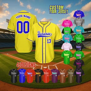 Custom Baseball Jersey, Personalize printed Baseball Jersey Team Name logo, Wedding Groom Jersey Birthday gift for Bananas kid toddler youth