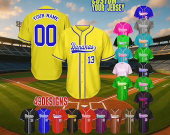 Custom Baseball Jersey, Personalize printed Baseball Jersey Team Name logo, Wedding Groom Jersey Birthday gift for Bananas kid toddler youth