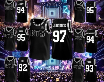 Aangepast BTS-basketbalshirt, Kpop-concertshirts, gepersonaliseerde teamnaam en -nummer, logo, uniseks jerseys aanpassen voor fans van alle leeftijden