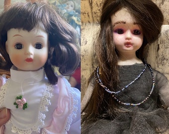 Couture porcelain OOAK art doll, spooky reborn girlie