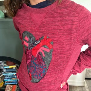 One-of-a-Kind Anatomical Sweatshirt | Upcycled Vintage Champion | Reverse Appliqué Art | Bold Statement Piece Medium