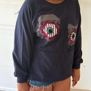 One of a kind Reverse Appliqué Sweatshirt | Unique Statement Piece | Handmade Upcycled Textile Art | Anatomical Heart | SMALL
