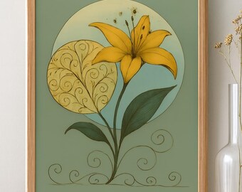 Floral wall art print – “BOTANICAL LIGHT” Collection – Vintage chic style