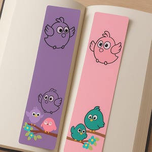 Cute Bird Bookmark Set – Pastel Animal Bookmarks for Readers, Colorful Page Markers, Gift for Book Lovers