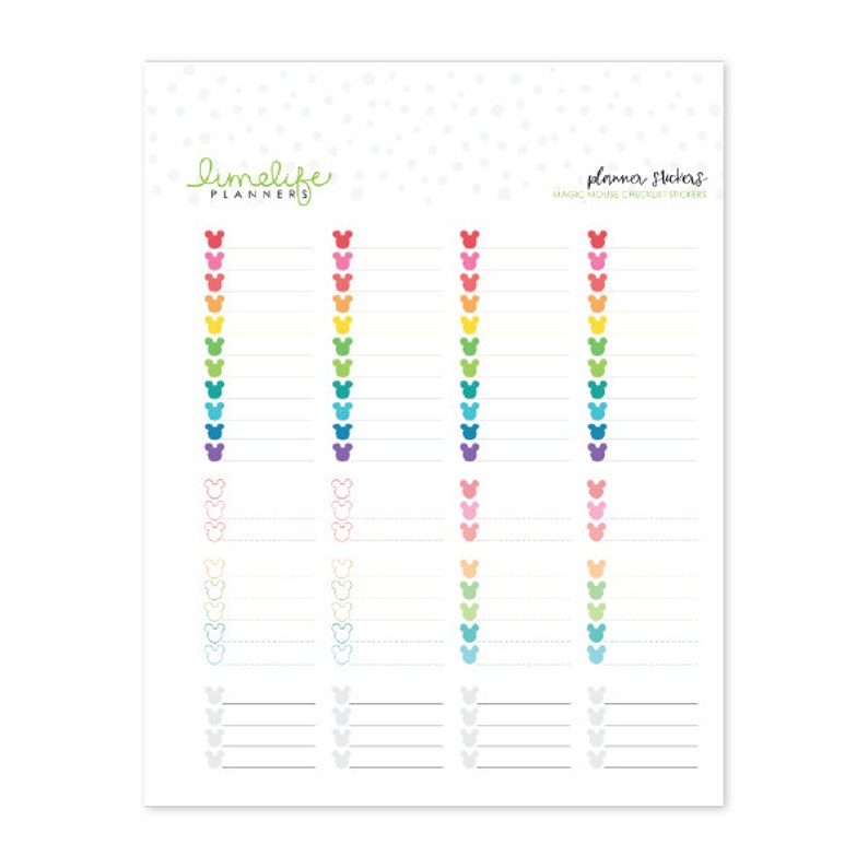 Mouse Head Half Box Check List Basics Planner Stickers