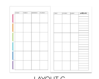 Weekly Undated LAYOUT C Travelers Notebook Insert
