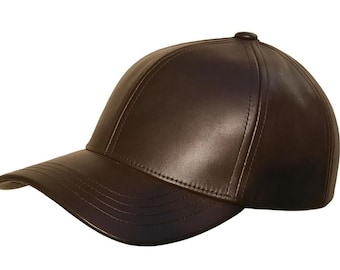 Premium 100% Genuine Leather Baseball Brown Cap