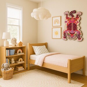 Hand Tufted Kids Room Rugs, Tibetan Art Decore, Unique Home Decore, Animal Tapetry, Meditation decor, Spiritual, Gift Tibetan Tiger Desin