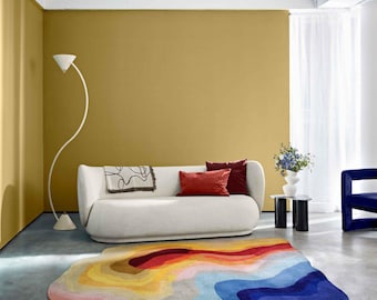 Hand-Tufted Multicolor Wool Rug, Modern Abstract Design