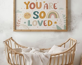 You Are So Loved Kids Poster | Nursery Wall Art for Valentine’s Day | Baby Room Decor | Digital Download